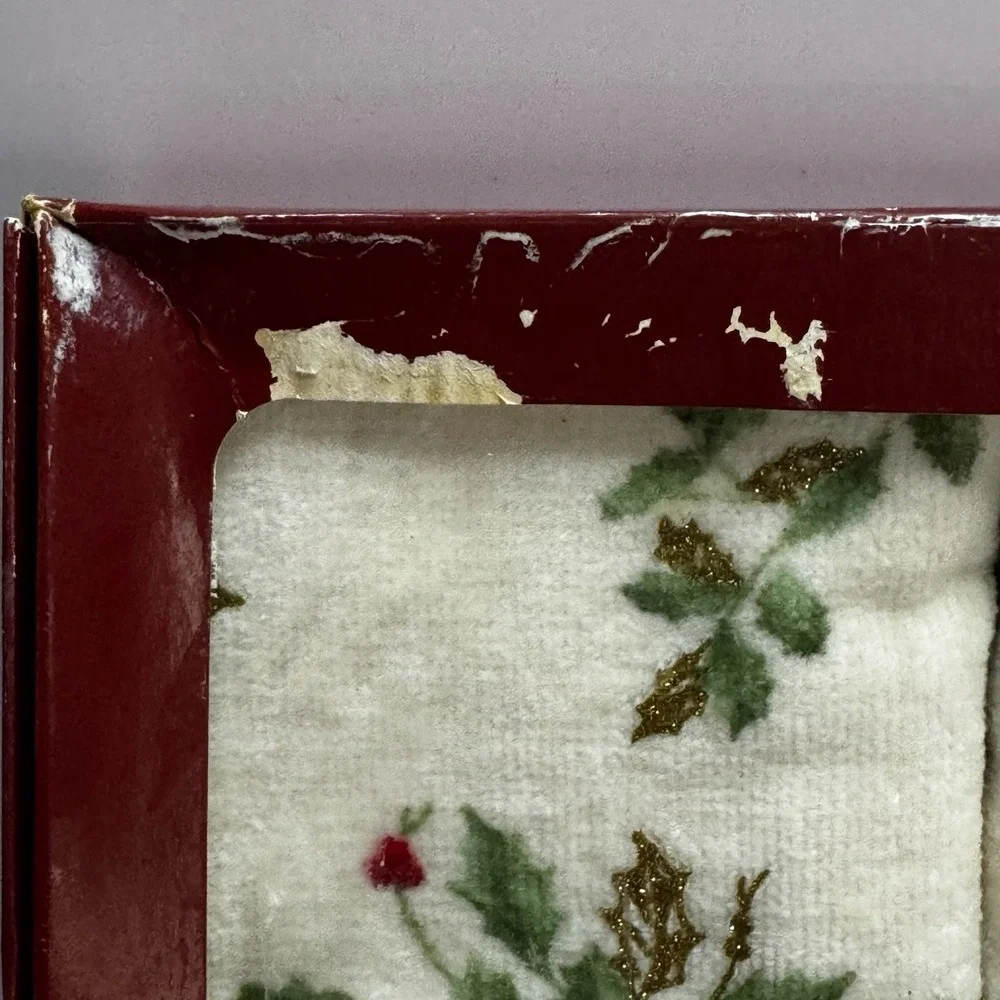 3 Sets Lenox Noel Believe Hope Holiday Embroidered Christmas Finger Tip Towels
